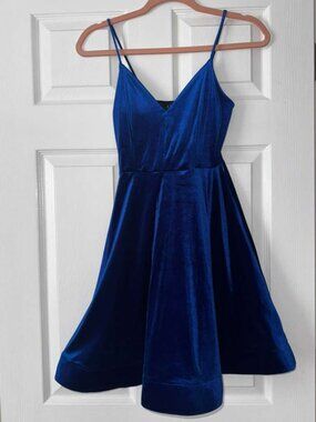 Akira Royal Blue Velvet Skater